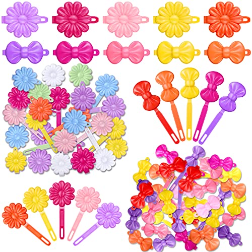 Janinka 72 Pieces Plastic Self Hinged Barrettes: Colorful 80s 90s Cartoon Hairpins and Clips for Girls and Toddlers (Multicolor, Delicate)