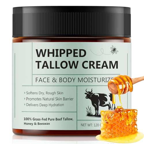 WHLH & WELL-BEING Beef Tallow for Skin, Beef Tallow and Honey Balm, All-Natural Ingredient Moisturizer for Face & Body Skin Care 1Pack