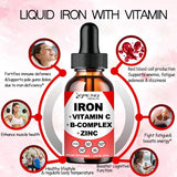 Liquid Iron Supplement w/ Vitamin C, A, B-Complex, Vegan Iron Drops High Potency Liquid Vitamin & Iron Supplements for Women, Men & Children -Support Red Blood Cell, Energy, Anemia & Fatigue