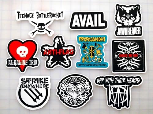 Pop Punk Sticker Pack (10 Stickers) Set 1 Teenage Alkaline Anti Smoke Strike Bouncing Off bottlerocket Trio Flag or Anywhere Souls with fire Their Heads propaganghi