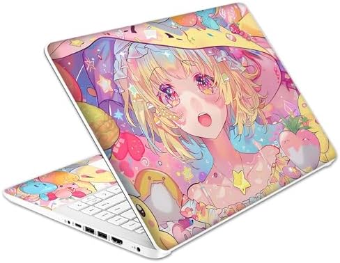 Laptop Skin Decal HP 14" - Kawaii Girl Laptop Cover Sticker No Cutting Required, No Bubble, Waterproof, Scratch Resistant - Including Wide Screen and Wrist Pad