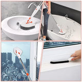 Wlich 3 in 1 Tub Tile Scrubber Brush,52 Inch Long Handle Shower Scrubbing with Locked Head, Shower Cleaning Brush for Bathroom Kitchen Toilet Wall Sink