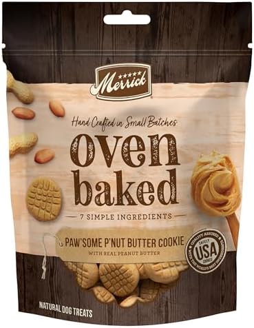 Merrick Oven Baked Dog Treats, Natural Cookies For Dogs, Paw’some P’nut Butter Cookie With Real Peanut Butter - 11 oz. Bag