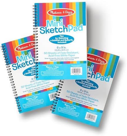 Melissa & Doug Mini Sketch Pad of Paper (6 x 9 inches) - 50 Sheets, 3-Pack