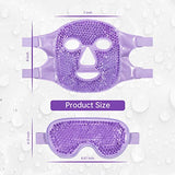 Cooling Ice Face Eye Mask for Reducing Puffiness, Bags Under Eyes,Sinus,Redness,Pain Relief,Dark Circles, Migraine,Hot/Cold Pack with Soft Plush Backing (Purple(1* Eye Mask+1*Face Mask))