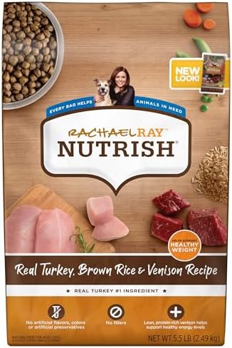 Nutrish Rachael Ray Dry Dog Food, Turkey, Brown Rice & Venison Recipe for Weight Management, 5.5 Pounds