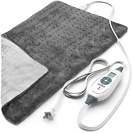 Pure Enrichment PureRelief XL Heating Pad - 12" x 24" Electric Heating Pad for Back Pain & Cramps, 6 Heat Settings, FSA/HSA Eligible, Soft Machine Wash Fabric, Auto-Off & Moist Heat (Charcoal Gray)