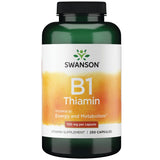 Swanson Vitamin B1 (Thiamin) - Promotes Healthy Metabolism and Provides Energy Support - Natural Vitamin Supplement Supporting Optimum Nerve Cell Function - (250 Capsules, 100mg Each)
