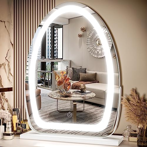 FENNIO Vanity Mirror with Lights, 17x13 inch LED Lighted Makeup Mirror, Large Makeup Mirror with Lights, Touch Sensor with 3-Color Lighting, Dimmable for Vanity Desk Tabletop, Bedroom