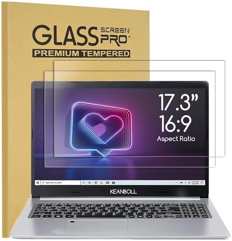 (2-Pack) 17.3 inch Tempered Glass Laptop Screen Protector for 17.3" HP/Dell/ASUS/Samsung/Lenovo/Acer/LG etc 17.3" 16:9 Laptop,(383 x 215mm,W x H)-9H Hardness, Anti Fingerprint, Bubble Free