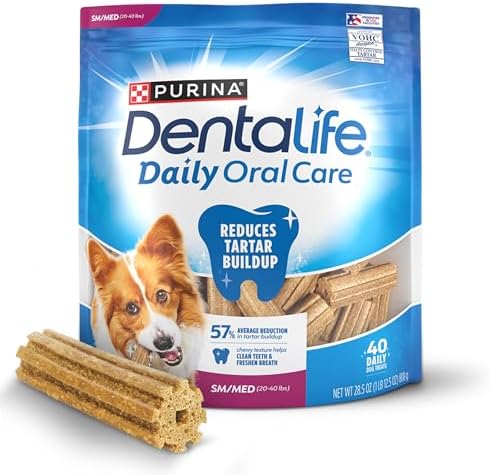 Purina Dentalife Daily Oral Care Chicken Flavor Small/Medium Breed Dog Dental Chews – 28.5 oz pouch (40ct)