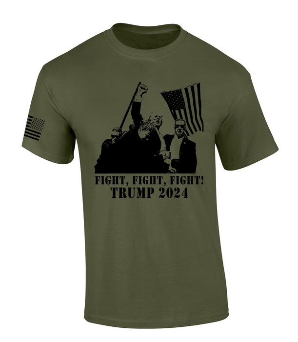 Trenz Shirt Company Fight Fight Fight Trump Shot 2024 Short Sleeve T-shirt-Military Green-large