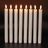 GenSwin Flameless Flickering Taper Candles with 2 Remote Controls and Timer, Real Wax 3D Wick Light Window Candles Battery Operated Pack of 8, Christmas Home Wedding Decor(White, 0.78 X 9.64 Inch)