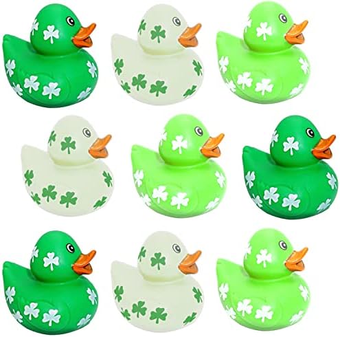 4E's Novelty 24 Pack St Patricks Day Rubber Ducks - 2 inch Shmrock Rubber Duckies Bulk - Saint Pattys Day Irish Gifts for Adults Kids Party Favors Accessories, Jeep Ducking