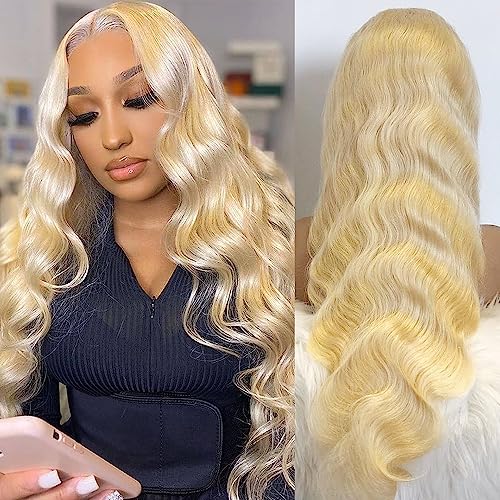 613 Lace Front Wig Human Hair 13x6 Transparent Lace, 613 Body Wave Lace Front Wig Human Hair, 200% Density Lace Front Wigs Human Hair Pre Plucked with Baby Hair Natural Hairline (26 Inch)