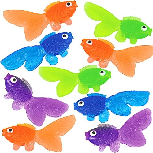 Bedwina Plastic Vinyl Goldfish - 144 Pcs, 2 Inches Long Gold Fish Toys in Assorted Colors for Party Favors, Decorations, Crafts, Games and Birthday Party Supplies
