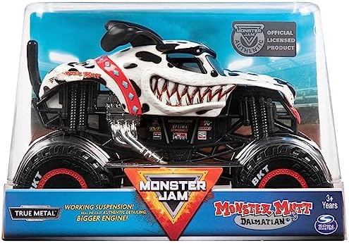 Monster Jam, Official Monster Mutt Dalmatian Monster Truck, Die-Cast Vehicle, 1:24 Scale
