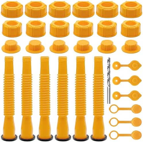Can Spout Replacement Kit,Can Nozzle Replacement Kit for 1/2/5/10 Gal,Can Spouts for Old Style Tanks Easy to Install,with Screw Collar Caps, Spout Cover, Base Cap, Drill Bit(19)