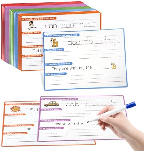 CVC Word Games & Sentence Building for Kids - Handwriting Practice, Phonics Flash Cards, Sight Word Tracing for Pre-K, Kindergarten & Homeschool Learning Activities