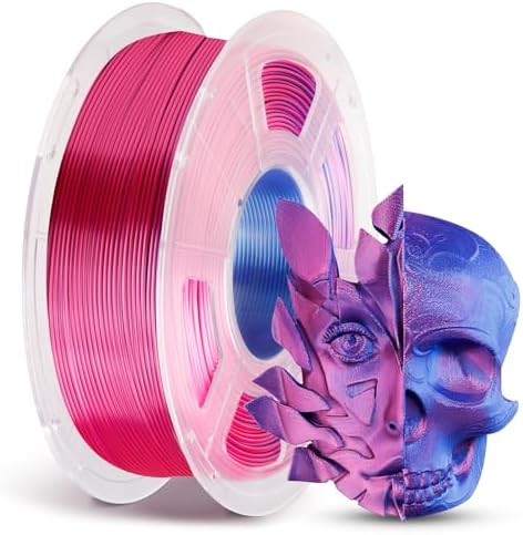 ANYCUBIC Silk Dual Color Pla Filament, 2-in-1 Chrome Coextrusion Color Change 3D Printer Filament 1.75mm Dimensional Accuracy +/- 0.02mm, Silk Texture, 1KG Spool (2.2 lbs), Red Blue