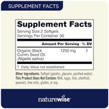 NatureWise Black Seed Oil Capsules 1250 mg - with 100% Organic Cold Pressed Nigella Sativa - Omega 3 6 9 - Antioxidant Immune Support, Hair & Skin - Non-GMO, Gluten-Free - 60 Softgels[1-Month Supply]