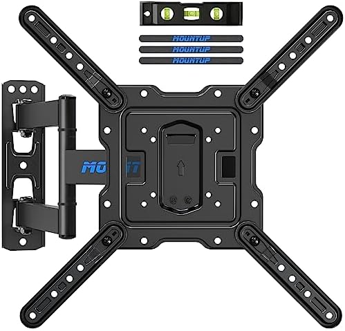 MOUNTUP TV Wall Mounts for Most 26-60 Inches TVs, Full Motion TV Bracket with Swivel and Extend 19 Inch, Articulating Arms, Tilt, Leveling, Single Stud Design, Max VESA 400x400mm, MU0009