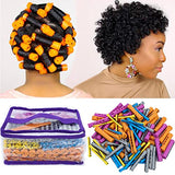 100pcs Perm Rods Set for Natural Hair Plastic Cold Wave Rods Hair Rollers Hair Curling Rods for Long Short Hair Perms Rods for Women Hair DIY Hairdressing Tools（Orange+Purple+Gray+Blue+Yellow）