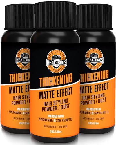 Hair Styling Texture Powder - Medium Hold & Matte Finish - Volumizer with Niacinamide and Saw Palmetto - Styling Powder for All Hair Types - 3 Pack