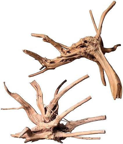 majoywoo Natural Large Driftwood for Aquarium Decor Reptile Decor, Assorted Spider Wood Branch 11-14" 2 Pcs, Fish Tank Decoration