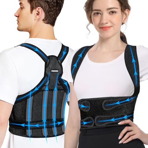 Back Brace Posture Corrector for Men Women: Adjustable Full Back Sup