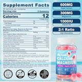 Calcium Supplement Gummy - Bone Strength with Algae Calcium 600mg, Magnesium 300mg, Zinc, D3 & B12 Complex - Plant-Based Calcium Magnesium 2:1 Ratio, Calcium Citrate Alternative, Gut-Friendly, 1Pack