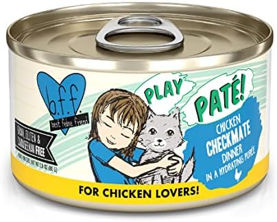 Weruva B.F.F. Play - Best Feline Friend Paté Lovers, Aw Yeah!, Chicken Checkmate with Chicken, 2.8oz Can (Pack of 12)