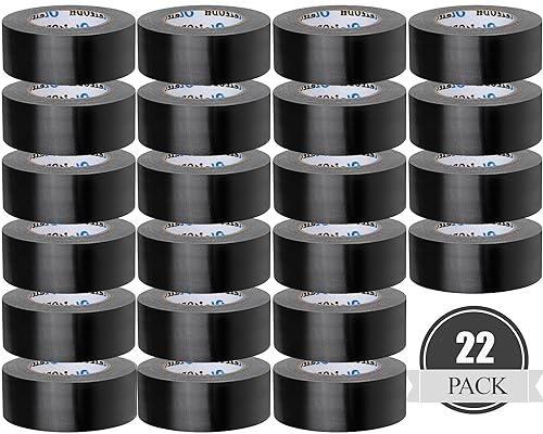 22 Pack Black Duct Tape Bulk, 2 inch Duct Tape Heavy Duty (Total 660 Yards), Strong No Residue All-Weather Duct Tape, Tear by Hand,Multi-Use for Indoor