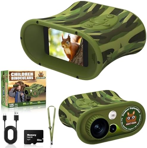 Spark Night Vision Binoculars for Kids, Birthday Gifts for Toddle Boys Girls, 2.5K UHD Night Vision Goggles with Flashlight, Kids Camera Includes 32GB TF Card to Save Photo and Video