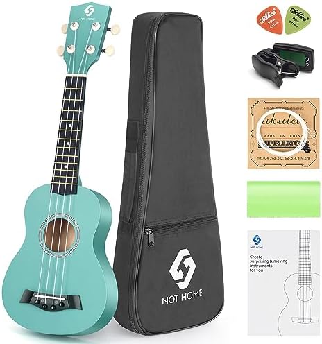 Ukulele, Concert Ukelele 23 Inch Wooden Professional Ukulele for Beginner, Adults & Kids Ukuleles Starter Kit with Gig Bag Digital Tuner Spare Strings and Picks, Green