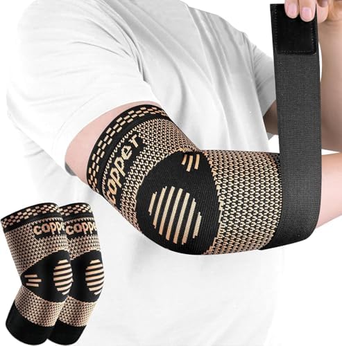 Copper Elbow Sleeve,Elbow Compression Sleeve, Elbow Brace For Tendonitis and Tennis Elbow,Golfers, Arthritis, Bursitis. Elbow Pain Relief,Weightlifting, Fit for Men & Women