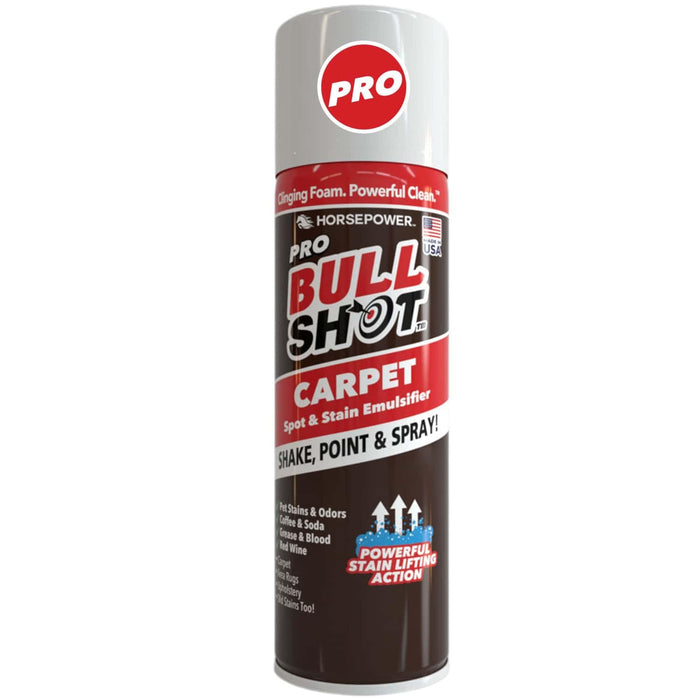 Horsepower Bull Shot Pro Carpet, Professional Strength Carpet Spot & Stain Remover | Stain-lifting foam action, removes coffee, soda, wine, grease, new & old stains, just point & spray