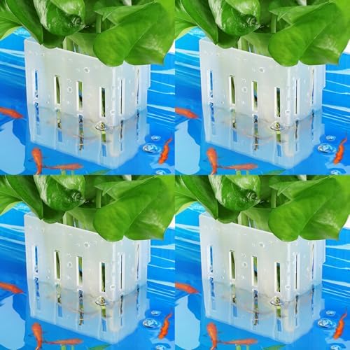 Upgraded Aquarium Plant Holder with Hooks and Suction Cups for Fish Tank Aquaponic Plant Cultivation and Aquascape Decorations (Semitransparent)