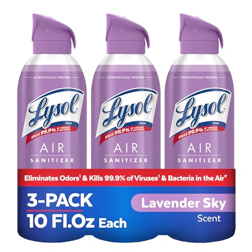 Lysol Air Sanitizer Spray, For Air Sanitization and Odor Elimination, Lavender Sky Scent, 10 Fl. Oz (Pack of 3)