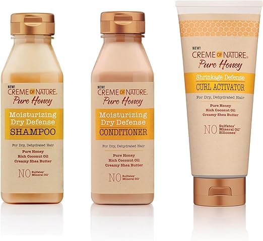 Creme of Nature Curl Activator, Pure Honey Formula with Coconut Oil and Shea Butter - Dry Defense Conditioner and Shampoo for Damaged Hair