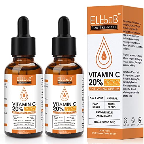 Premium 20% 𝐯𝐢𝐭𝐚𝐦𝐢𝐧 𝐜 𝐬𝐞𝐫𝐮𝐦 - (2PACK) with Hyaluronic Acid, Retinol & Amino Acids - Boost Skin Collagen,Hydrate & Plump Skin, Anti Aging & Wrinkle Facial Serum