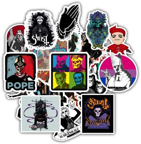 20 Pcs Stickers Packs Band Colorful of Decal Ghost Vinyl Aesthetic Sticker Waterproof for Water Bottle Laptop Computer Phone Luggage Car Skateboard Bumper