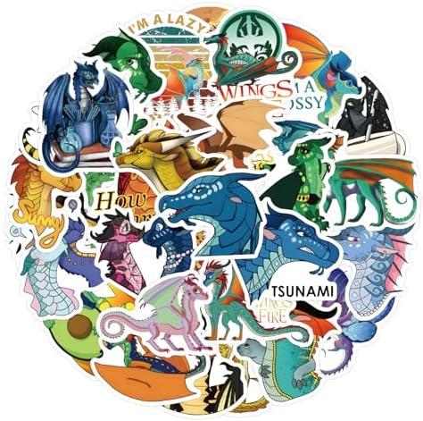 50pcs Wings of Fire Stickers Waterproof Vinyl Stickers for Water Bottles Laptop Skateboard Luggage Computer Stickers for Teens Girls Kids