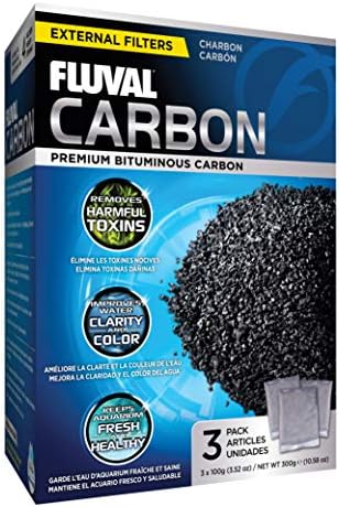 Fluval Carbon Filter Media for Aquariums, Premium Bituminous Carbon Inserts, 100-gram Nylon Bags, 3 Count (Pack of 1), A1440