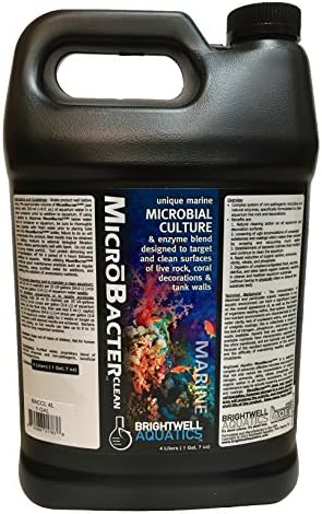 Brightwell Aquatics MicroBacter Clean - Microbial Culture & Enzyme Blend Fish Tank Cleaner - Cleans Live Rock Surfaces for Saltwater Fish Habitats - Aquarium Water Treatments, 135.25 fl oz