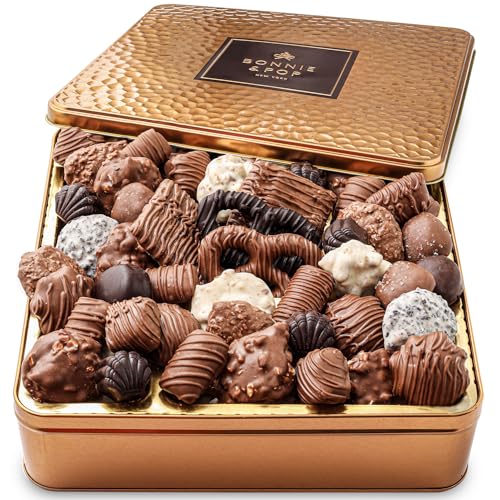 BONNIE AND POP - Chocolate Gift Basket, Gourmet Snack Food Box in Keepsake Tin, 2+ lbs of Chocolate, Great for Valentines Day, Birthday, Sympathy, Family Parties & Get Well - Bonnie & Pop