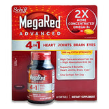 Schiff MegaRed Advanced 4 in 1 Heart Joints Brain Eye 60 Softgels 900mg Extra Strength