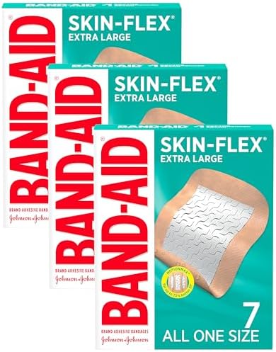 Band-Aid Brand Skin-Flex Adhesive Bandages for First Aid and Wound Care of Minor Cuts and Scrapes & Burns, Flexible Sterile Bandages for Fingers & Knees, Extra Large, All One Size, 7 ct (Pack of 3)