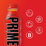 PRIME Hydration TROPICAL PUNCH | Sports Drinks | Electrolyte Enhanced for Ultimate Hydration | 250mg BCAAs | B Vitamins | Antioxidants | 2g Of Sugar | 16.9 Fluid Ounce | 12 Pack