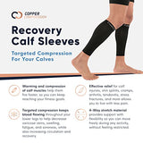 Copper Compression Calf Sleeves for Shin Splints, Varicose Veins, Arthritis, Sprains, Running, Cycling - Men & Women - 1 Pair